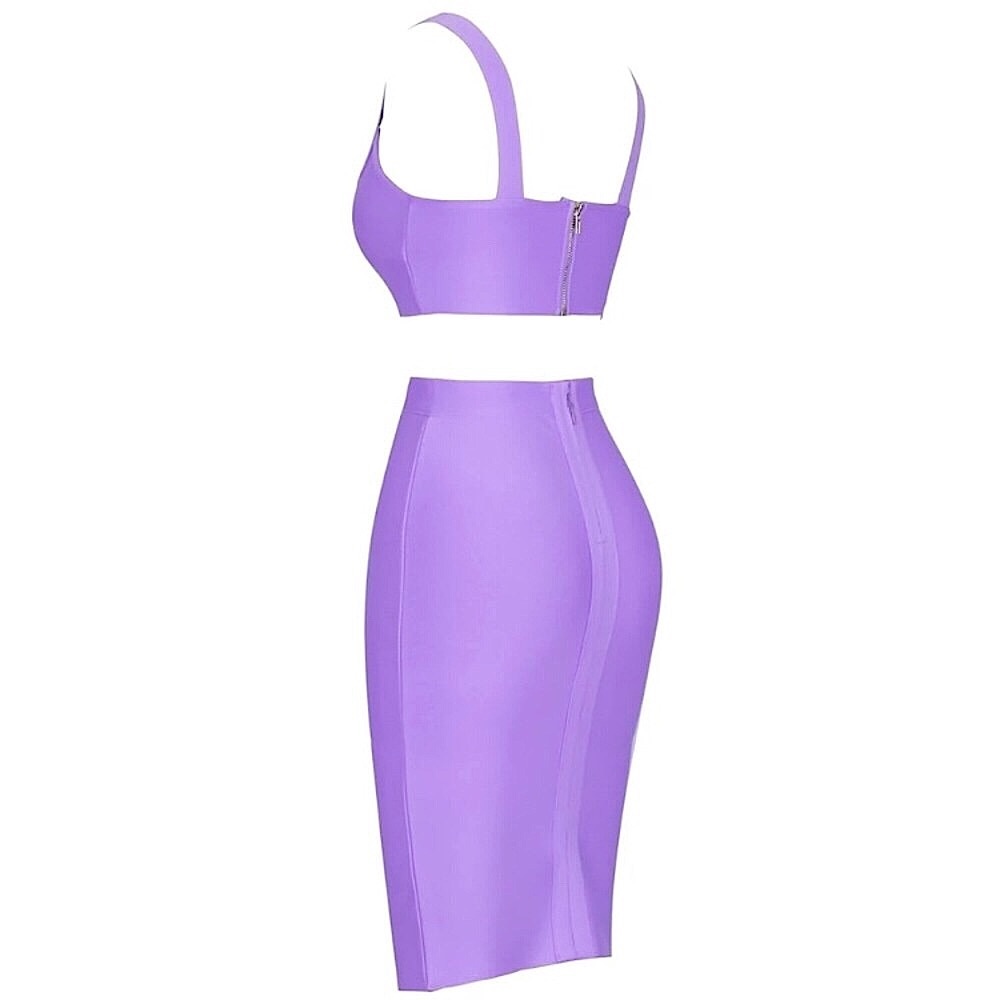 HP!✨Lavender 2 piece bandage dress set - Picture 5 of 15
